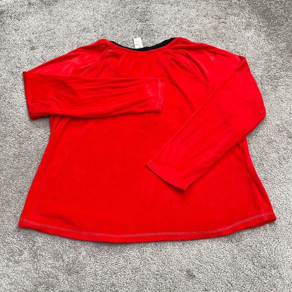 Disney Mickey Mouse Sleepwear Shirt Women XL Red Henley Long Sleeve Pajama Top - Picture 2 of 11